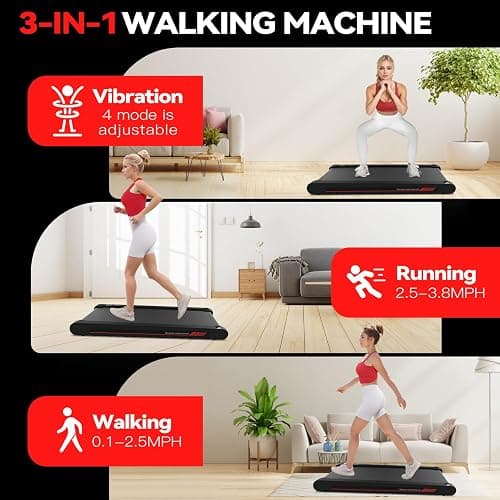 Sperax Walking Treadmill Pad with APP, 3 in 1 Under Desk Treadmill, 400W Low Noise Walking Vibration Pad with Remote Control,Portable Treadmills for Home Office thumbnail 3
