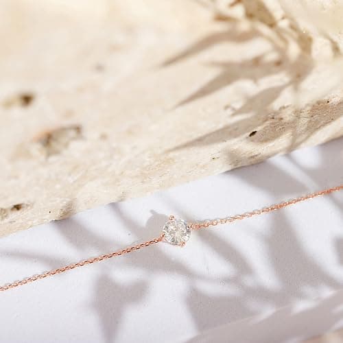PAVOI 14K Gold Plated Cubic Zirconia Solitaire Diamond Bracelet | Bridesmaid Bracelets | Curb Cable Bracelets for Women thumbnail 3