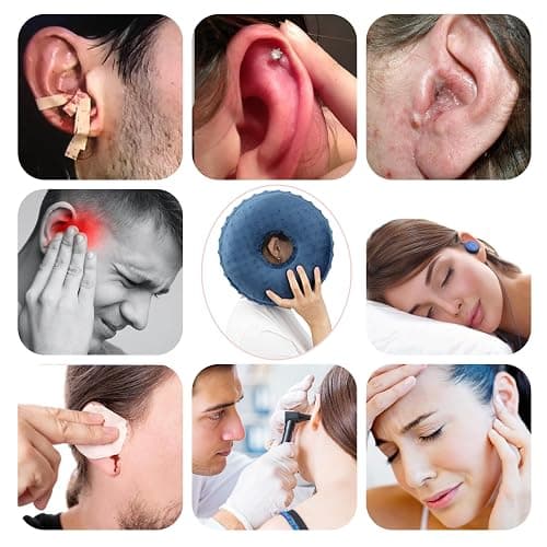 BNRendles Ear Piercing Pillow Removable Cover for Side Sleepers Ear Pain Luxury Cnh Ear Pillow with Holes Washable Side Sleeping Pillows Support Head, Minky Dot Denim Blue thumbnail 7