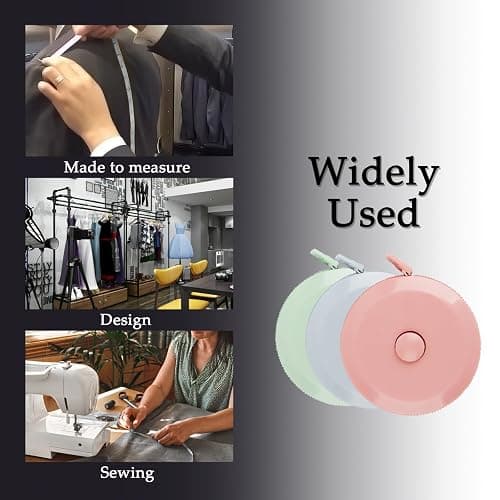 GDMINLO 3 Pack Tape Measure Measuring Tape for Body Fabric Sewing Tailor Cloth Knitting Craft Weight Loss Measurements Retractable 60-inch 1.5 Meter, Small Push ButtonDouble Scales Rulers thumbnail 5