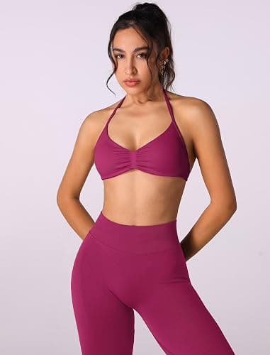 ABOCIW Workout Sets for Women 2 Piece Seamless Halter Sports Bra Scrunch Butt High Waist Leggings Gym Yoga Outfits thumbnail 7