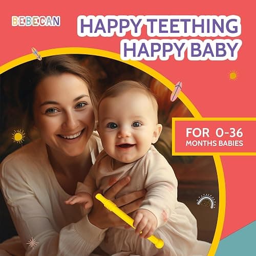 Bebecan Teething Sticks for Babies 0-36 Months – Super Soft Silicone Teething Aids, Infant Oral Soothing Relief, Multicolor 6-Pack thumbnail 4