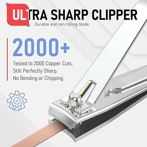 FiriKer Nail Clippers with Nail File, Fingernail Clipper, Toe Nail Clippers | 2PCS Nail Clipper Set (Silver), Large for Toenails, Small for Fingernails, Used Separately, Ideal Gift for Men and Women thumbnail 3