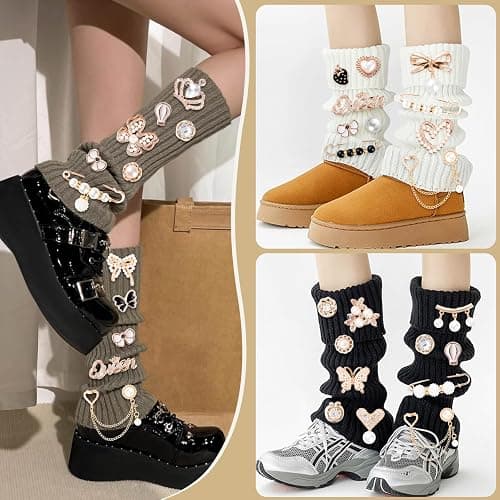 RQAYE 80pcs Junk Socks Charms Kit, Brooches and Pins for Women,Gold Shoe Charms,Shoe Charms for Sneakers, Safety Pin,Sock Charms Kit Bulk for Hat Clothes，Sock Jewelry Charms thumbnail 4