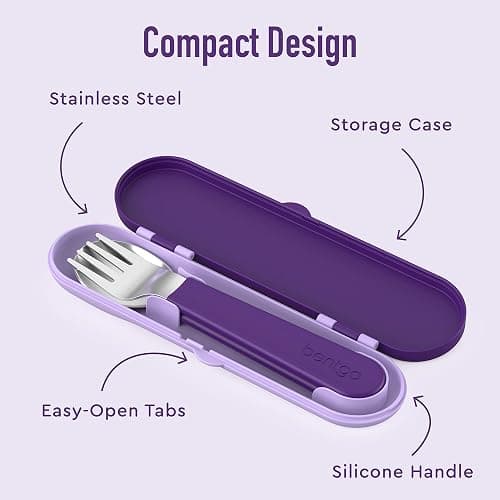 Bentgo Kids Stainless Steel Utensil Set - Reusable Fork, Spoon & Storage Case, PFAS- & BPA-Free, Easy-Grip Handles, Lightweight, Dishwasher Safe, School Lunch, Travel & Outdoors (Unicorn) thumbnail 5