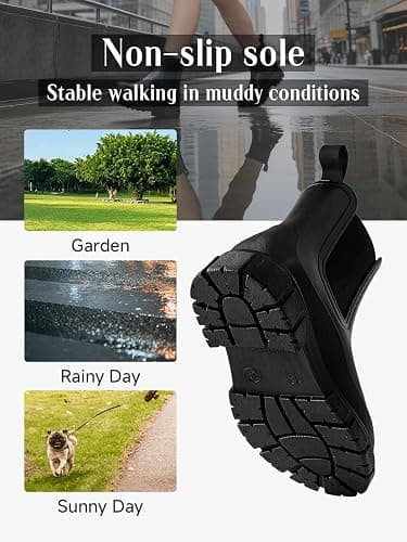 lefunnix Womens Rain Boots, Waterproof Short Ankle Rainboots Arch Support Chelsea Boots Non-Slip Rubber Shoes for Outdoor Work Garden Rain thumbnail 5
