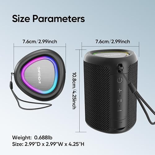 Portable Bluetooth Speaker with Lights, Stocking Stuffers, Powerful Crystal Clear Sound, IPX5 Waterproof, All Day Playtime, BT 5.3, TWS Paring, Small Wireless Speaker for Outdoor, White Elephant Gifts thumbnail 9