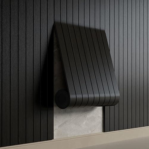 YU LI 3DH Peel and Stick PVC Slat Wall Panel 236"x15.75" Self-Adhesive Thick Faux Black Wood Grain Wallpaper Panel 3D Soundproof Wall Panels for Walls & Ceilings - Image 1