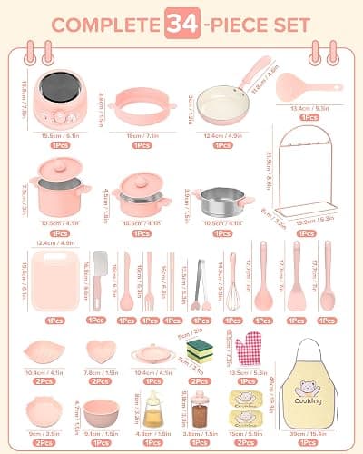 Gotoofun Kids Cooking Sets Real Pink Play Mini Kitchen, Safe Real Food Making Knife Set for Children 8-12 Girls Toddler Montessori Toys thumbnail 4