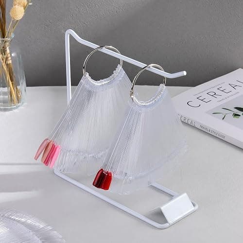 150 Pcs Nail Swatch Sticks with Ring & Nail Art Display Stand Storage Rack, Clear Fan-shaped Display for Nail Art Polish Practice, False Nail Sample Tips Nail tech Supplies for Home or Salon Use thumbnail 7