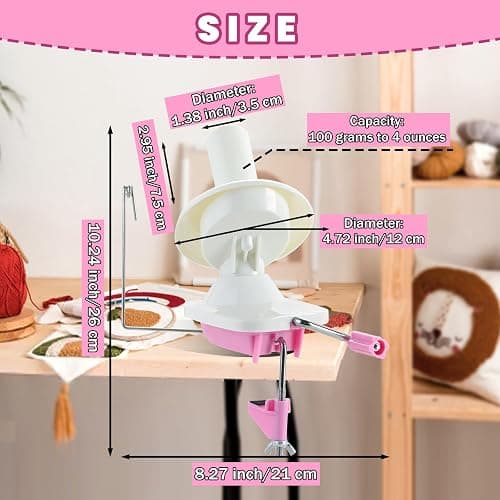 DASBET Yarn Winder Wool Winder Swift Wool Ball Spinner for Crocheting Needlecraft Yarn Ball Spinner Hand Operated (Pink) thumbnail 2