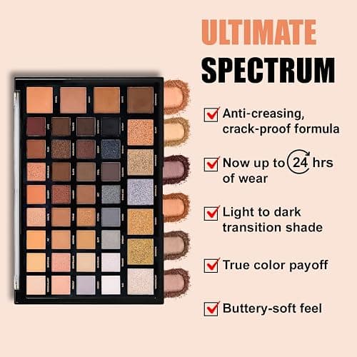 Profusion Cosmetics Moonstone 42 Shade Palette Matte Satin Shimmer Metallic Nude Smoky Eyeshadow Pallete Beauty Cosmetics Highly Pigment Powder Long Lasting Blendable thumbnail 6