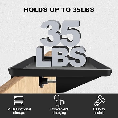 FABIEN SIEFFERT,Bedside Shelf for Bunk & Loft Beds,College Dorm Room and Kids Room Essentials,Bed Side Table Tray Organizer,Clip On Nightstand,Black thumbnail 6