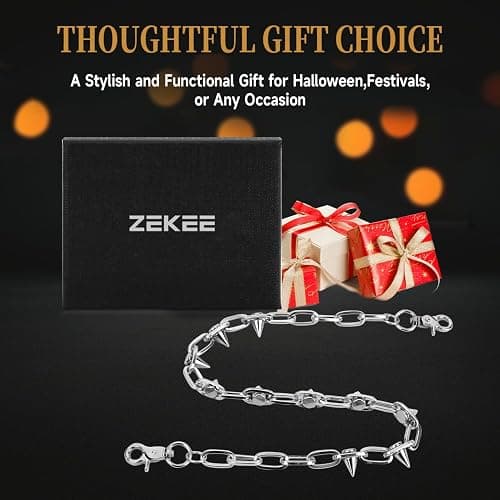 ZEKEE Wallet Chain Pants Chain Hip Hop Punk Jeans Chain Key Chain Goth Heavy Rivet Accessories for Women Men - Silver thumbnail 2