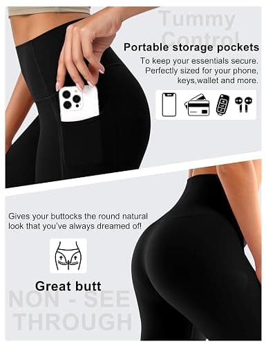 Bluemaple High Waisted Leggings for Women - Tummy Control Pants Non See Through Workout Soft Yoga Pants for Running Plus Size thumbnail 6