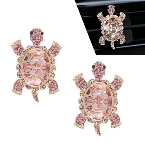 Titgoes 2 PCS Car Air Vent Clips, Shiny Cute Sea Turtle Shaped Air Conditioning Vent Clips, Stylish Vehicle Flavor Diffuser Decorations Fit Women Girl, Universal for Most Cars, Trucks, SUVs (Pink) - Image 1