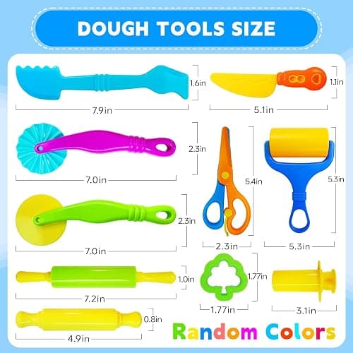 28Pcs Dough and Clay Play Tools Kit for Kids, Modeling Clay Accessories with Animal Cutters, Rolling Pins, Safety Scissors, Dough Extruder & Rollers thumbnail 5