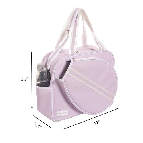 Remobia Hicol Purple PU Leather Women Large Sports Handbag Tennis Racket Shoulder Bag Tennis Tote Bag for 2 Rackets, with Water Bottle Holder thumbnail 2