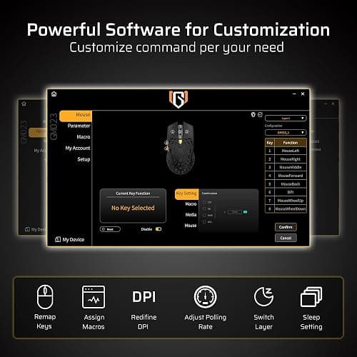 LTC GM023 Tri-Mode Wireless Gaming Mouse, Black | 79g Ultra-Light Honeycomb Design, 2.4Ghz/BT/Wired, 6-Level DPI 8000, 6 Programmable Buttons, Pro Software thumbnail 6
