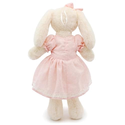 oits cute Small Soft Stuffed Animal Bunny Rabbit Plush Toy for Baby Girls 15inch (White Rabbit Wearing Pink Retro Dress) thumbnail 5