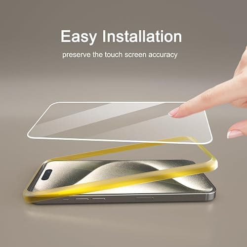 Ailun 3 Pack Screen Protector for iPhone 15 Pro [6.1 inch] + 3 Pack Camera Lens Protector with Installation Frame,Case Friendly Tempered Glass Film,[9H Hardness] - HD thumbnail 2