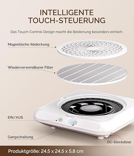 MelodySusie Professioneller Nagelstaubsauger 4500 U/MIN Starker Vakuum Ventilator Staubabsaugung für Nägel Elektrischer Staubabsauger für Acryl-Gel-Nagelpolitur, Geräuscharm, Nagelsalon, SProF thumbnail 4