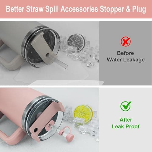 Replacement Straw Compatible with Stanley 40 oz 30 oz Tumbler, Accessories of 6 Straw Replacement with Cleaning Brush, 4 Color Leak Sproof Plug, 2 Silicone Cover Cap for Stanley thumbnail 5