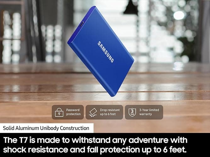 SAMSUNG T7 Portable SSD, 4TB External Solid State Drive, Speeds Up to 1,050MB/s, USB 3.2 Gen 2, Reliable Storage for Gaming, Students, Professionals, MU-PC4T0T/AM, Gray thumbnail 6