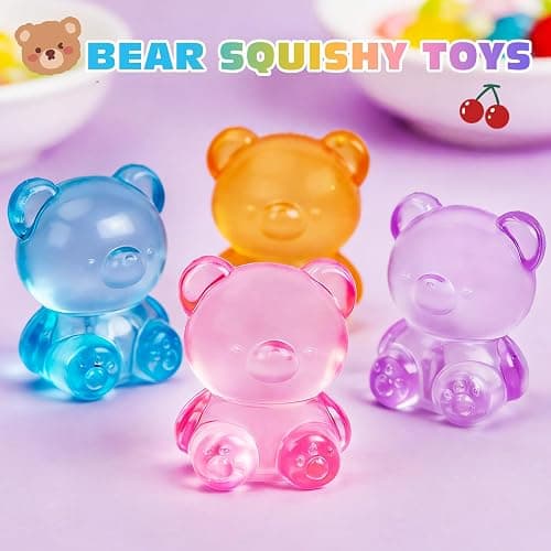 VISCOO 4 Pack Stress Bear Squishy Ball, Bear Squishy Toys,Slow Rising | Sugar Filled Fidget Toys for Stress Relief, Slow Rising Stress Balls for Kids - Squeeze Balls Party Favors Birthday Gifts thumbnail 7