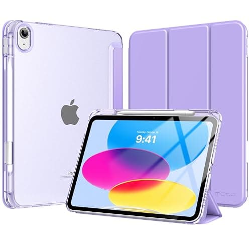 MoKo for iPad (A16) 11th Generation Case 11 Inch 2025, iPad 10th Generation Case 10.9 Inch 2022 with Pencil Holder, Slim Light Trifold Protective Cover with Hard PC Translucent Back Shell, Lilac - Image 1