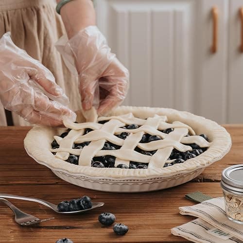 MIKIGEY Ceramic Pie Pan for Baking, 9 inch Pie Pans Set of 2, Round Pie Dish for Dessert Kitchen, Farmhouse Vintage Color Pie Plate, Oven & Dishwasher Safe, Off-White thumbnail 5