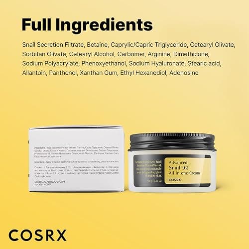 COSRX Snail Mucin 92% Face Moisturizer, 3.52 Oz, Lightweight Moisturing Cream for Soft, Glowy Skin, Korean Skin Care, Korean Moisturizer Face Cream thumbnail 8
