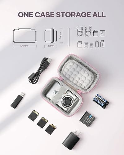 SQERO Digital Camera Case for KODAK PIXPRO FZ45 FZ55 & CAMKORY 1080P - Compact Travel Bag with 3 SD Card Slots,Small Lightweight Pouch, Cute Gifts for Adults Kids thumbnail 5