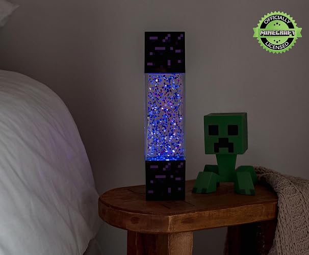 Minecraft Multi-Nether Portal Glitter Motion Lamp | LED Light, Bedside Table Lamp for Desk | Home Decor Accessories and Room Essentials | Official Video Game Collectible | 12 Inches Tall thumbnail 5