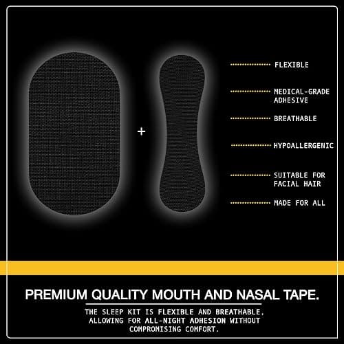 The Sleep Kit by sleepflow - (30 Nights) Nasal Strips and Mouth Tape for Sleeping | Anti-Snoring Aid for Improved Airflow, Sleep Tape, Hypoallergenic Adhesion (30 Mouth Tape & 30 Nose Strips) thumbnail 6