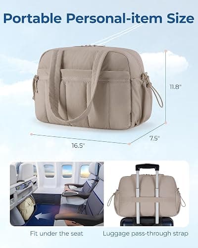 BAGSMART Gym Bag for Woman, Carry on Travel Duffle Bag with Wet Pocket, Water Resistant Weekender Bags for Sports, Trips, Camel - Camel thumbnail 3