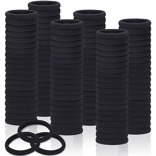 150 Pcs Seamless Elastic Hair Ties No Damage for Thick & Thin Hair, Ponytail Holders, Elastics, Soft Pony Tails Bands for Women, All Black - Image 1