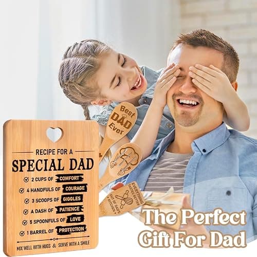 Fathers Day for Dad Gifts - "Recipe for a Special Dad" Cutting Board Birthday Dad Gifts, Bamboo-Made Engraved Light-Duty Use Chopping Board or Kitchen Decor, Suitable for Serving Tray Entertaining. thumbnail 3