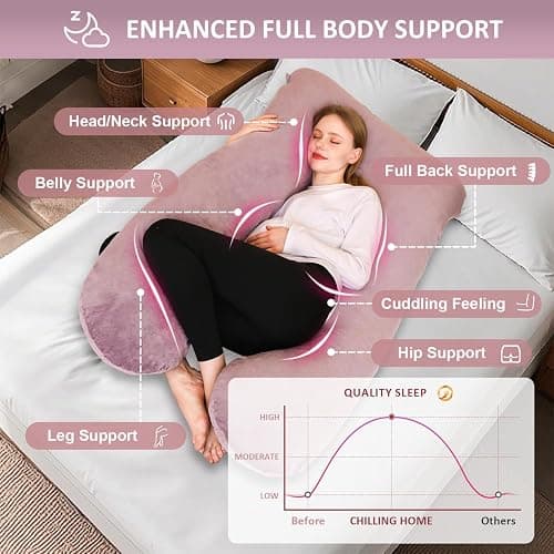 Chilling Home Coussin de Grossesse,Coussin Allaitement en Forme de U en Velours Amovibl, Coussins de Maternité et Corps pour Dormir,Violet thumbnail 3