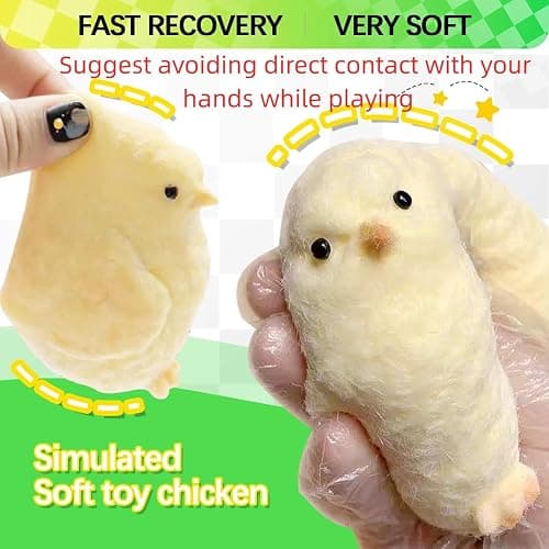 CYICTOY Animal Chick Squeeze Toy, Handmade Taba Squishy Chick, Yellow, Compact, All Ages, Non-toxic, 2"W x 2.5"L x 2.5"H thumbnail 4