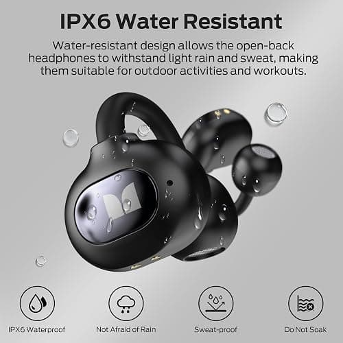 Monster Open Ear AC339 Earbuds, Bluetooth 6.0 Earphones Stereo Sound, Open Ear Clip Wireless Earbuds 40 Hours Playback, with Smart Digital Display Design, Touch Control, IPX6 Waterproof thumbnail 7