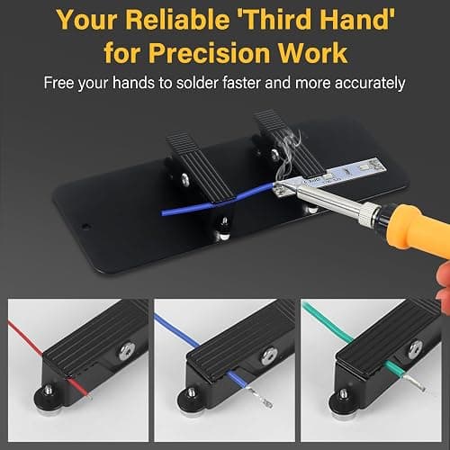 Magnetic Helping Hands Clamp Metal, Adjustable Third Hand Soldering Holder Stand For Small Electronics, Hobby DIY, Craft, PCB Repair, Precise Work, Exclusive Dual-Head Ultra-Grip (Yellowblack, long) thumbnail 3