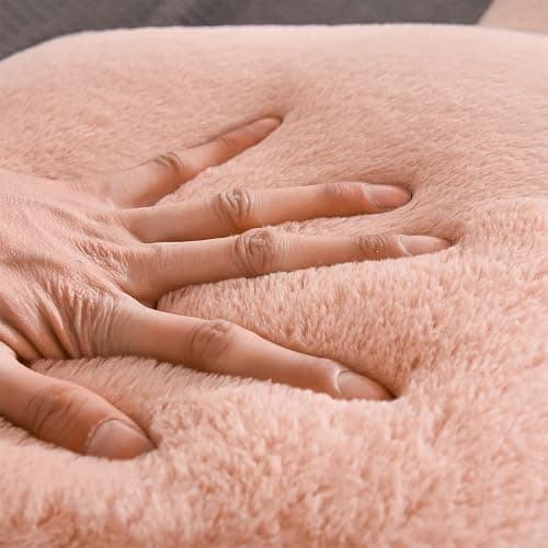 A Nice Night Faux Fur Soft Reading Pillow Bed Wedge Adult Backrest with Arms Back Support for Sitting Up in Bed/Couch for Bedrest,Pink,Large thumbnail 6