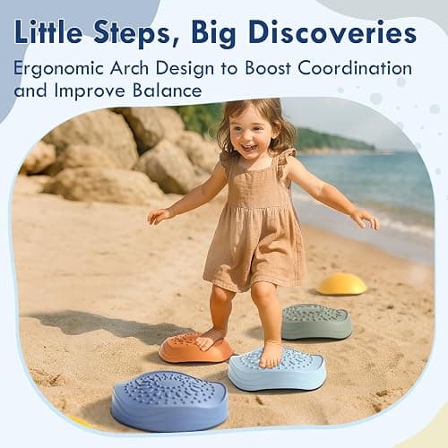 Lehoo Castle Stepping Stones for Kids, Balance Toddler Toys, Outdoor Toys | Non-Slip Sensory Toys, Balance and Gross Motor Skills, Indoor & Outdoor Obstacle Course for Kids, Coordination, 18M+ thumbnail 4