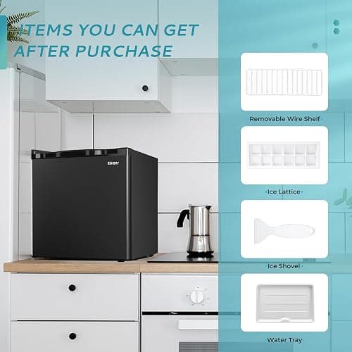 EUHOMY 1.7 Cu.Ft Mini Fridge with Freezer, Reversible Single Door Compact Refrigerator, Adjustable Thermostat, Energy Saving, Mini Fridge for Bedroom, Office, Dorm, Black thumbnail 7