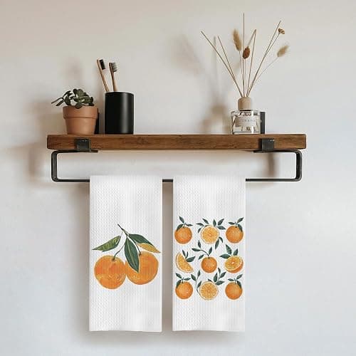 uinwk Orange Hand Towels for Bathroom,Fruit Kitchen Decor,Orange Dish Bathroom Kitchen Decor,Summer Towel,16x24 Inches Set of 2 thumbnail 2