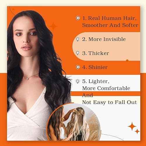 Full Shine Tape in Hair Extensions Human Hair 18Inch Remy Tape ins Human Hair Extensions Color 1 Jet Black Fashion Extension, Seamless Silky Straight Skin Weft 20Pcs 50G Add Length for Wedding thumbnail 5
