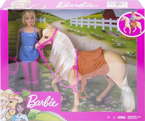 Barbie Playet with Blonde Fashion Doll in Riding Outfit & Light Brown Horse with Saddle, Bridle & Reins (Amazon Exclusive) thumbnail 6