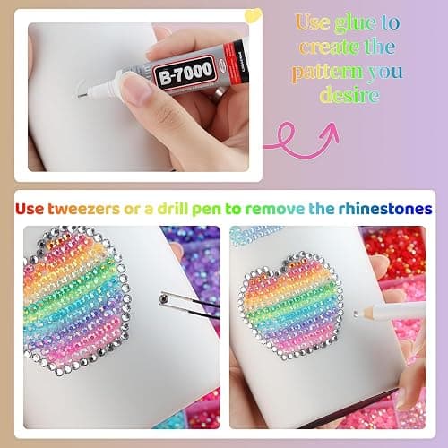 40000 Pcs Jelly Rhinestones for Bedazzling & Nail Art - 3mm Multicolor Flatback Gems, Includes B7000 Glue, Tweezers & Pen - DIY Bedazzler Kit for Diamond Art, Jewelry Making, Crafts (24000 pcs) thumbnail 4