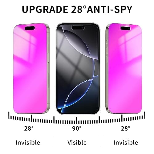 Juvraixo for iPhone 16 Plus Privacy Screen Protector 6.7 inch Gradient Colorful 16Plus Tempered Glass 28° Anti-Spy Private Anti Blue Light Full Coverage Anti-Scratch HD Easy Installation Frame 2 thumbnail 3